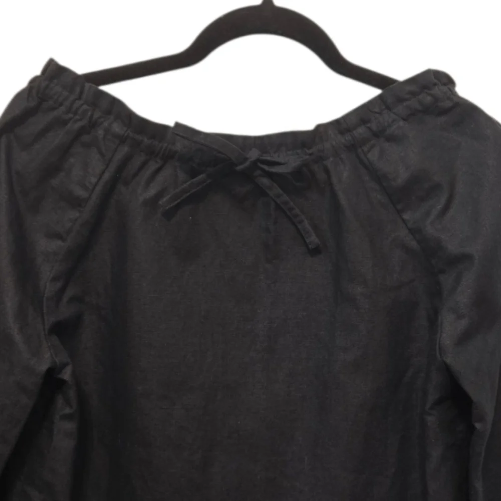A.P.C. Black Cotton Linen Gathered Peasant Top Size Small - Picture 7 of 11